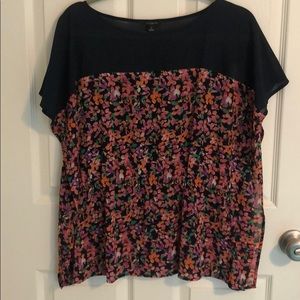 Ann Taylor floral print blouse with cinch waist